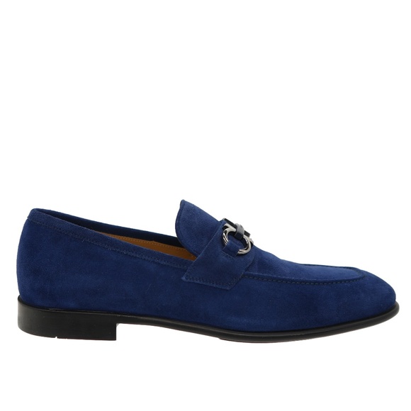 Salvatore Ferragamo Foster Gancini Loafers Indigo Suede Leather Size 10 New main image 7
